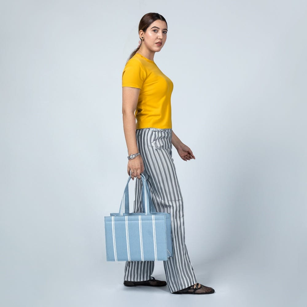 Classic canvas striped tote bag