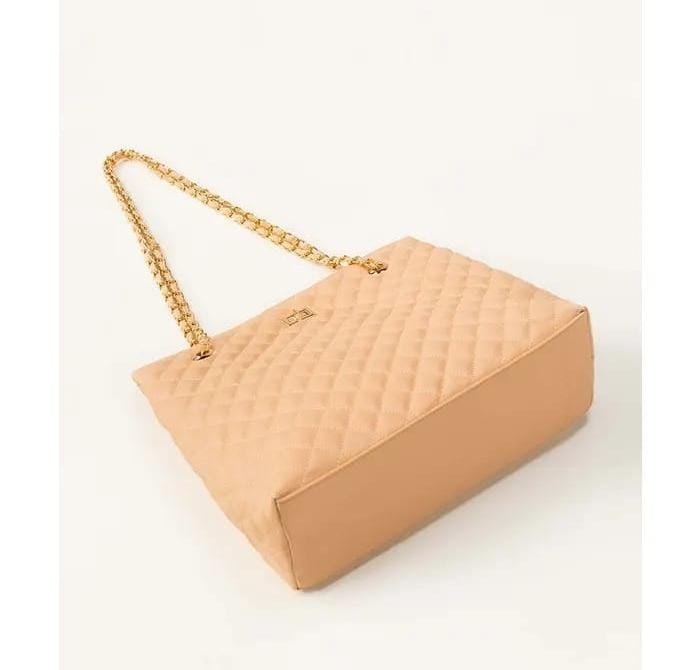 Classic Quilted Tote Bag with Gold Chain