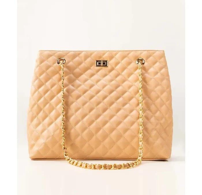 Classic Quilted Tote Bag with Gold Chain