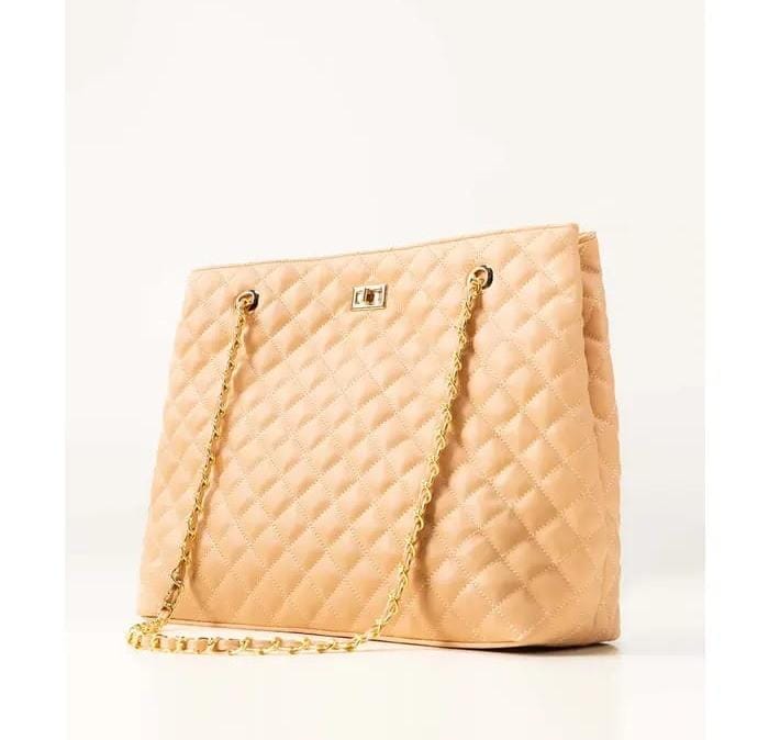 Classic Quilted Tote Bag with Gold Chain