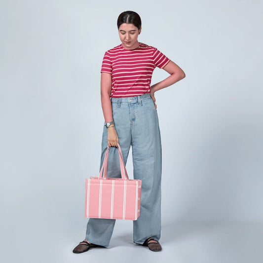 Classic canvas striped tote bag