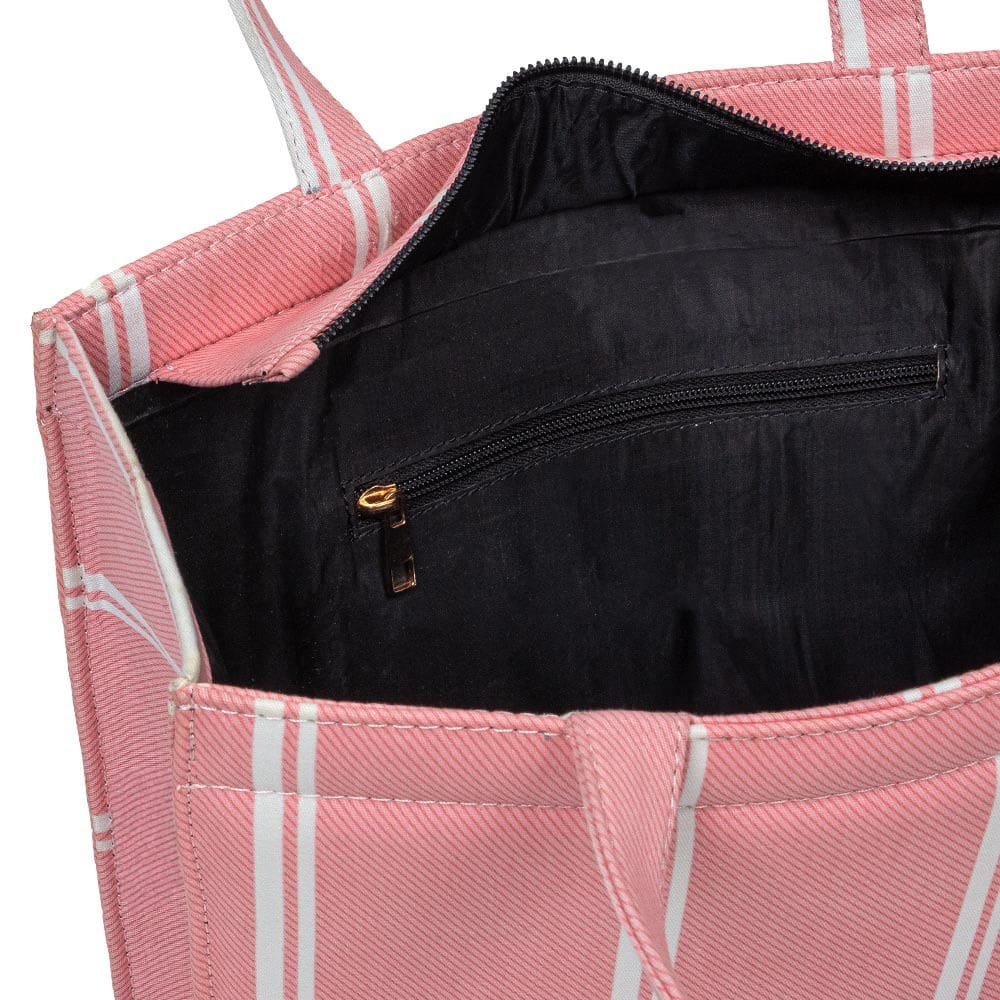 Classic canvas striped tote bag