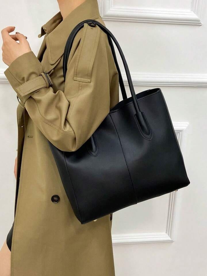 Minimalist  Tote Bag with Zipper Pouch – Elegant Everyday Handbag