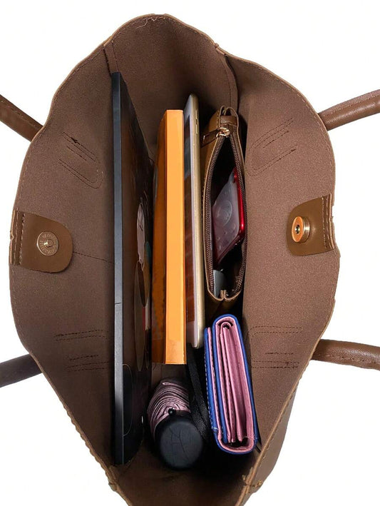 Minimalist  Tote Bag with Zipper Pouch – Elegant Everyday Handbag