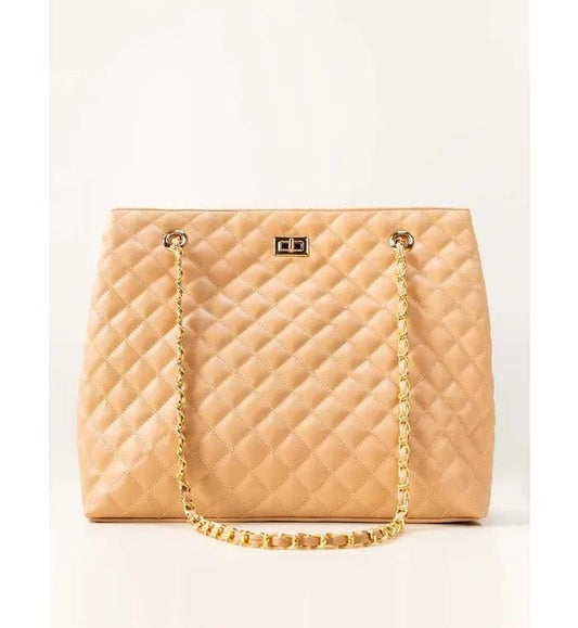 Classic Quilted Tote Bag with Gold Chain